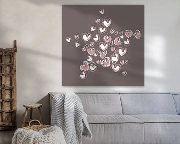 Hart vormen collage ster vorm in roze en witte kleur van Emiel de Lange