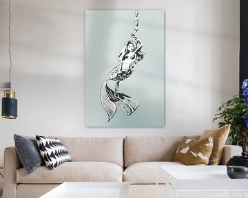 Digitale Kunstwerke - Meerjungfrau mit Kette und Anker von Emiel de Lange