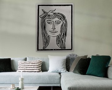 A Sweet Face - Linocut a la Picasso von Christiane Schulze