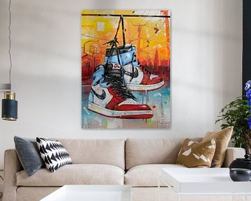 Nike air Jordan 1 Retro High 'fearless unc Chicago' Gemälde von Jos Hoppenbrouwers