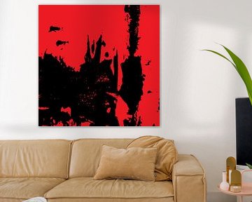 Abstract rood zwarte grunge van Bianca Wisseloo