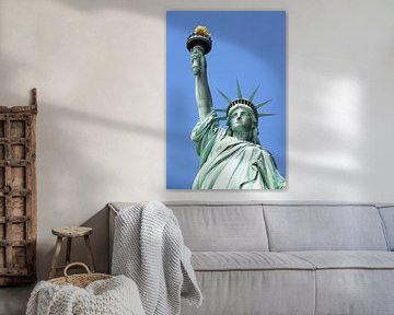 Het vrijheidsbeeld in New York op Liberty Island (close-up) van Ramon Berk