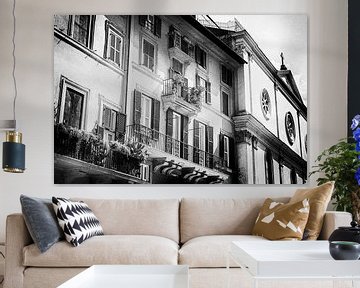 Rome, Italië - Romantisch straatbeeld, huizen met balkonnetjes