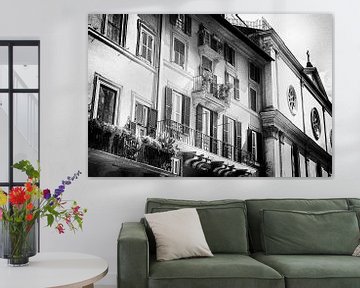 Rome, Italië | Italiaans straatbeeld in Zwart Wit | Reisfotografie