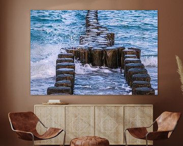 Groynes at the coast of the Baltic Sea on a stormy day by Rico Ködder