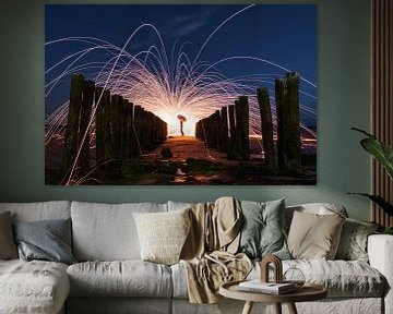 Experimenting with steel wool at the beach