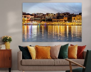 Venetiaanse haven van Chania, Kreta, Griekenland van Peter Schickert