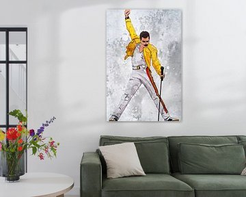 Freddie Mercury Wembley-Stadion Abstraktes Porträt von Art By Dominic