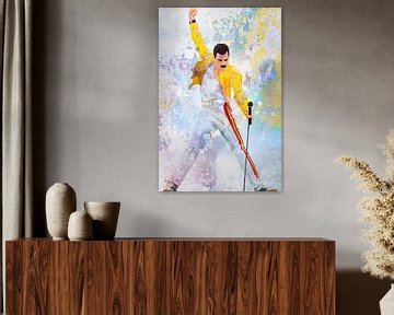 Freddie Mercury Wembley Stadium Abstract Portret van Art By Dominic