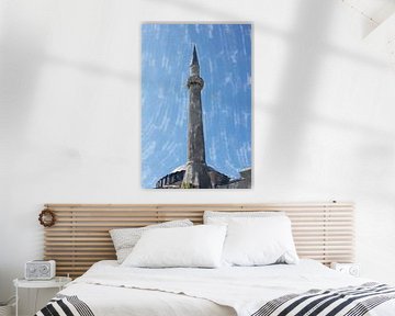 Minarett vor blauem Himmel von Frank Heinz