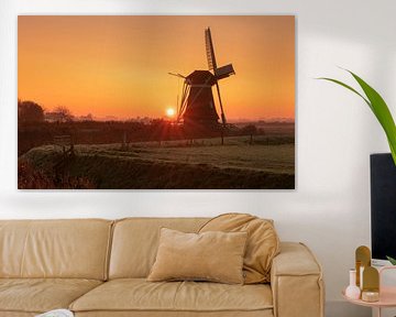 Sunrise at windmill the Meervogel by Marga Vroom