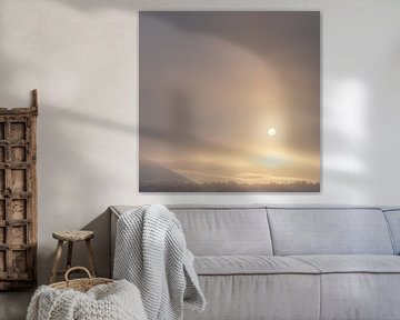 Brouillard matinal sur l'Islande en hiver