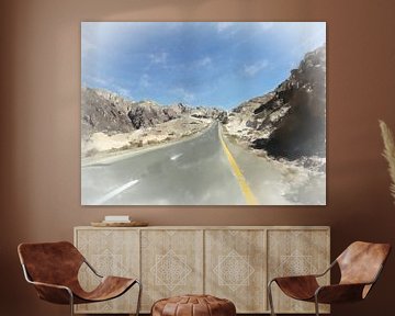 Landweg door de rotswoestijn van Jordanië van Frank Heinz