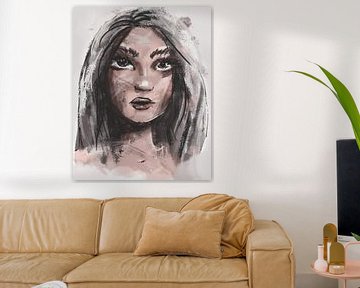 Zähe junge Frau - Portrait digital koloriert von Emiel de Lange