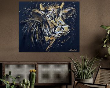 Black/gold cow