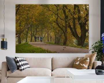 Wielrenners fietsen op de Notendijk van Moetwil en van Dijk - Fotografie