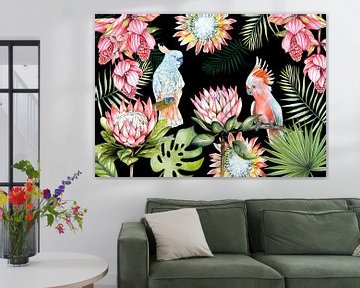 Papagaaien tropische bloemen