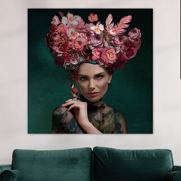 Junge Frau mit einer Blumenkrone von OEVER.ART