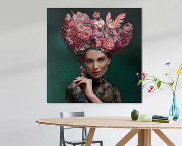 Junge Frau mit einer Blumenkrone von OEVER.ART
