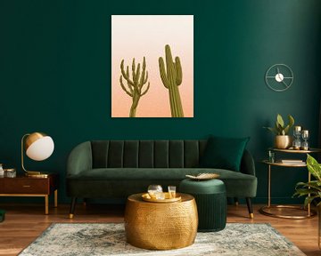 2 cactussen met de zonsondergang van Klaudia Kogut