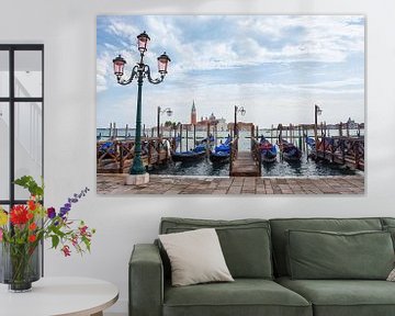 Gondolas along the quay in Venice