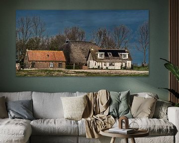 Dijkhuisjes en Boerderij bij Laaxum  in het zuidwesten van Friesland van Harrie Muis