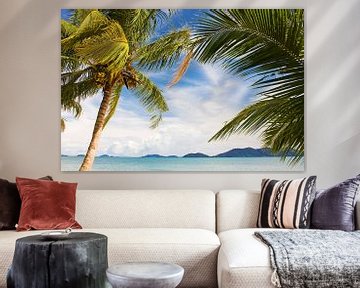 Wuivende palmbomen op een tropisch eiland van Melissa Peltenburg