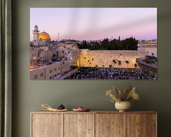 Zonsondergang tijdens shabbat bij de Klaagmuur in Jeruzalem