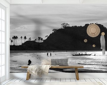 Strand in de Filippijnen, zwart-wit van Anna Davis