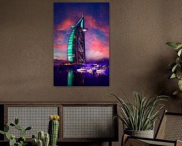 Dubai bij nacht van Jürgen Wiesler