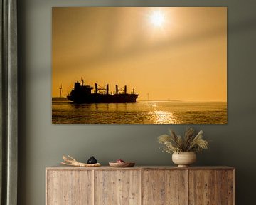 Tanker - Silhouette in the sunset by Frank Herrmann