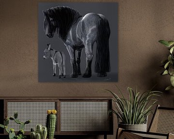 Draught horse with foal by Linda van Kleef