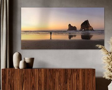 Wharariki Beach bei Sonnenuntergang, Golden Bay, Südinsel, Neuseeland, von Markus Lange