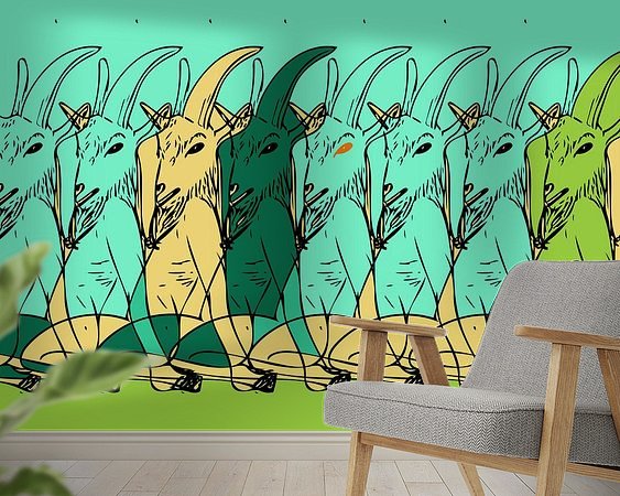 Voorbeeld van het werk in een kamer