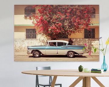 Chevrolet Bel Air 1958, onder de bougainvillea.