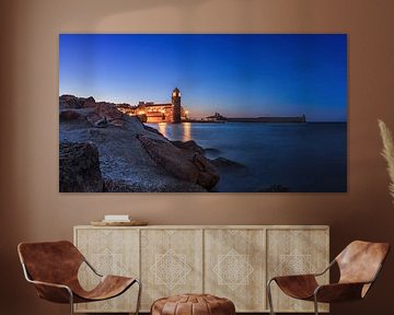 Collioure Panorama op het blauwe uur