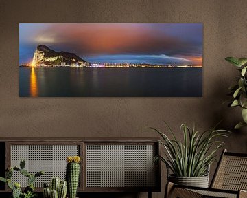 Gibraltar Panorama bij zonsondergang van Frank Herrmann