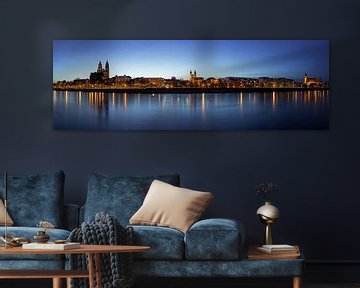Magdeburg Skyline Panorama zur blauen Stunde von Frank Herrmann