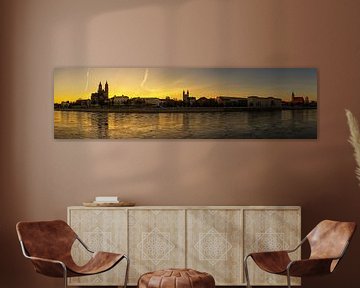 Magdeburg Skyline Panorama at sunset by Frank Herrmann