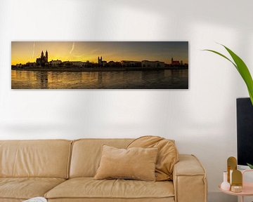 Magdeburg Skyline Panorama im Sonnenuntergang von Frank Herrmann