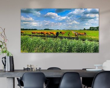Groep koeien in de wei van Digital Art Nederland