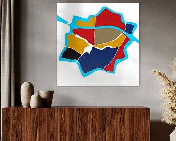 Centre Zwolle dans Style, rouge, jaune et bleu sur Walter Frisart