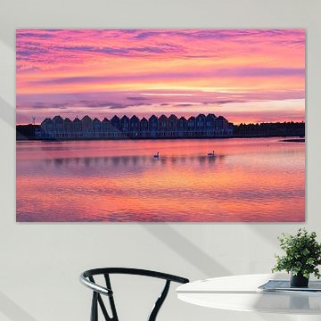 zonsondergang in Houten Rietplas