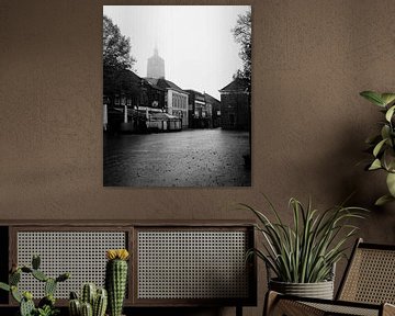 Black and white photo of Enschede Centre by Maureen Materman