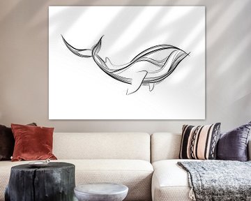 Affiche Baleine - noir et blanc - lignes fines - nurserie sur Studio Tosca