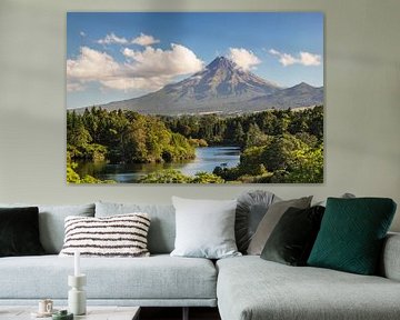 Lake Mangamahoe with Mount Taranaki, New Zealand by Markus Lange