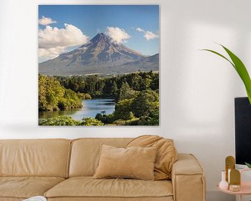 Lac Mangamahoe avec le mont Taranaki, Nouvelle-Zélande sur Markus Lange