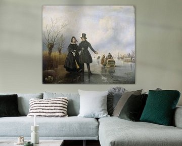 Portret van de heer en mevrouw Thijssen op het ijs, Jacobus Sörensen