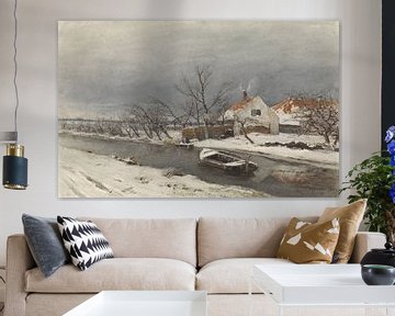 Winterlandschaft mit Häusern an einem Kanal, Louis Apol,