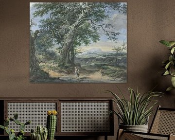 Hügelige Landschaft mit schweren Bäumen und menschlichem Staub, Pieter Pietersz. Barbiers